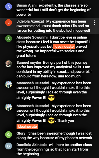 Idealnovate Africa student testimonial