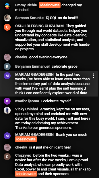 Idealnovate Africa student testimonial