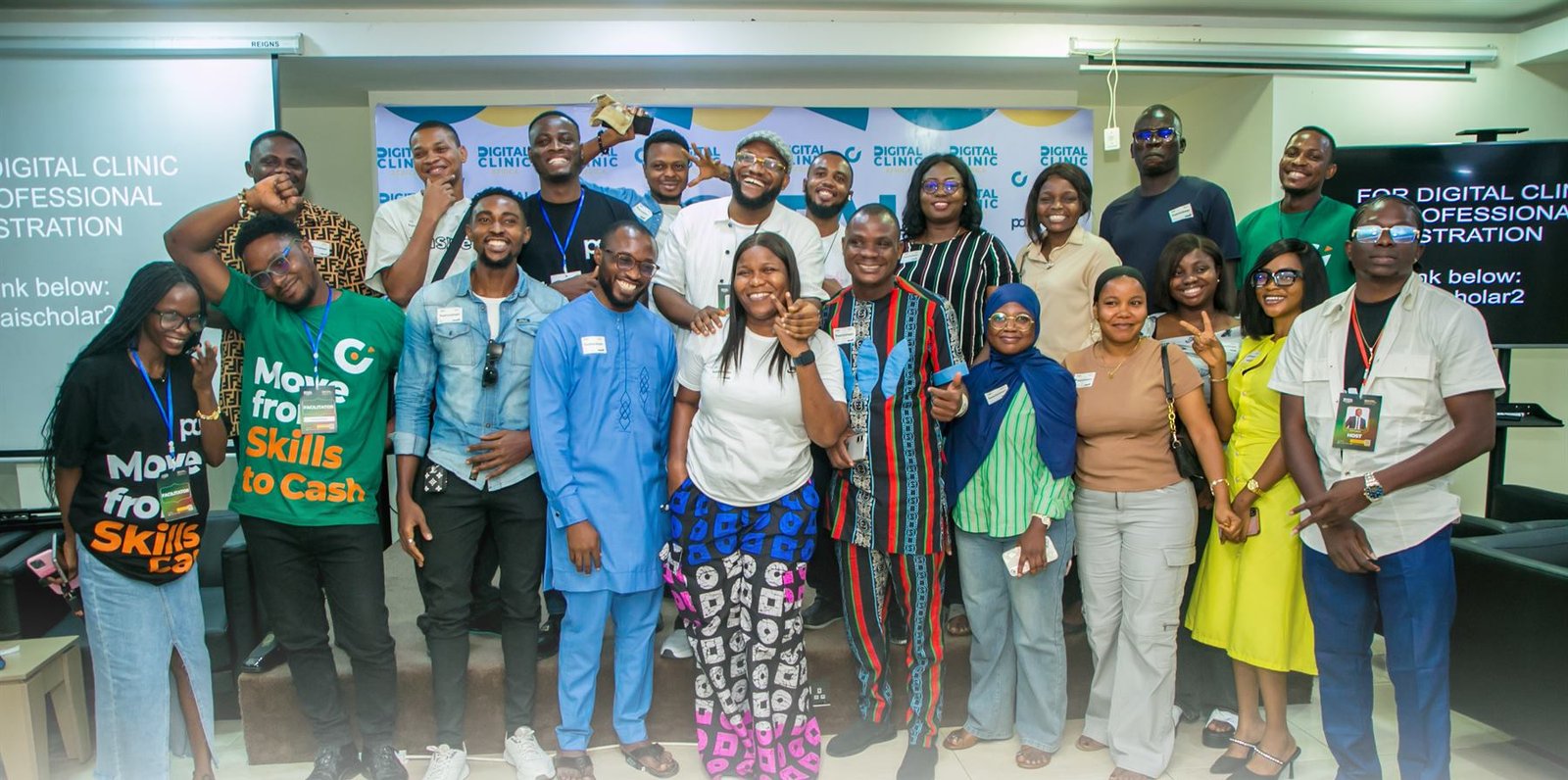 Attendees, facilitators and hosts pose together at the last Digital Clinic in Lagos